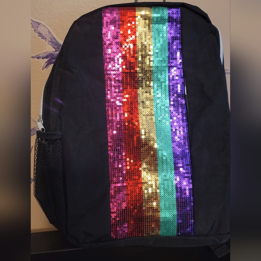 Beautiful Black Backpack with sequins details